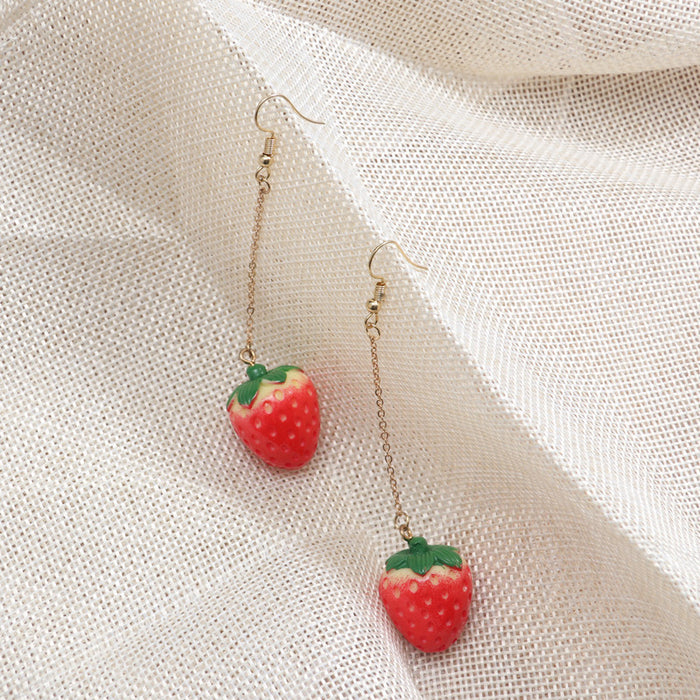 Wholesale sweet cute girl heart all-match ear clip super cute strawberry earrings for women