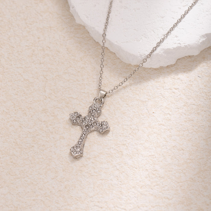 Wholesale Niche Design Cross Necklace Retro Light Luxury Charm Clavicle Chain Jewelry