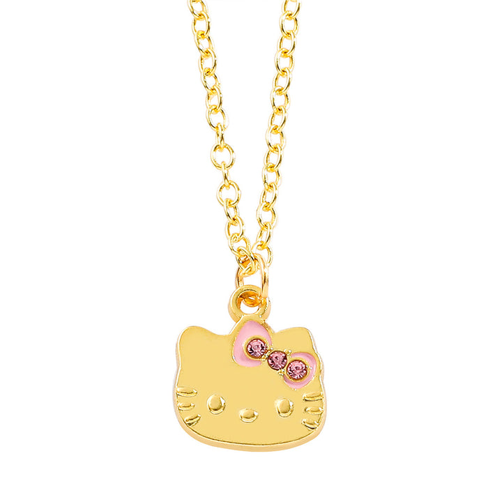 Wholesale Cartoon cat necklace pendant rhinestone enamel jewelry