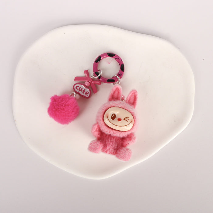 Wholesale Mini flocking doll vinyl doll pendant cute handmade jewelry accessories
