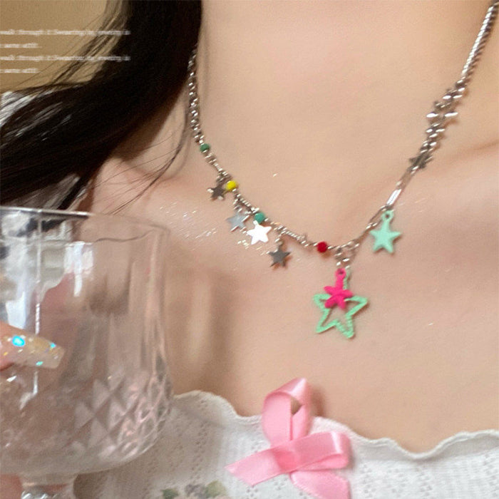 Wholesale Multicolor Star Pendant Clavicle Chain for Everyday Fashion Jewelry Accessory