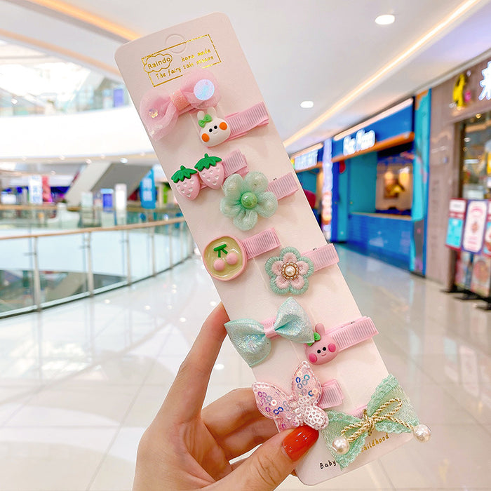 Wholesale Baby hairpins,  children' s hairpins,  cute bowknot fabric clips,  small size,  no hair damage