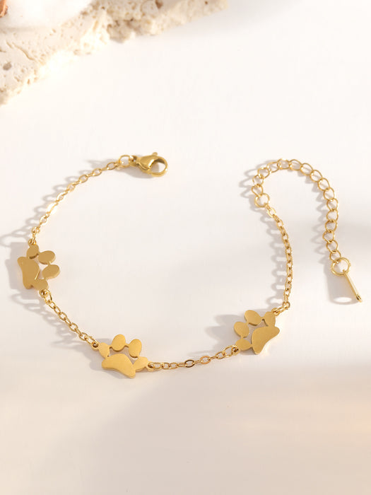 Wholesale 2pcs Stainless Steel Pet Paw Print Bracelet