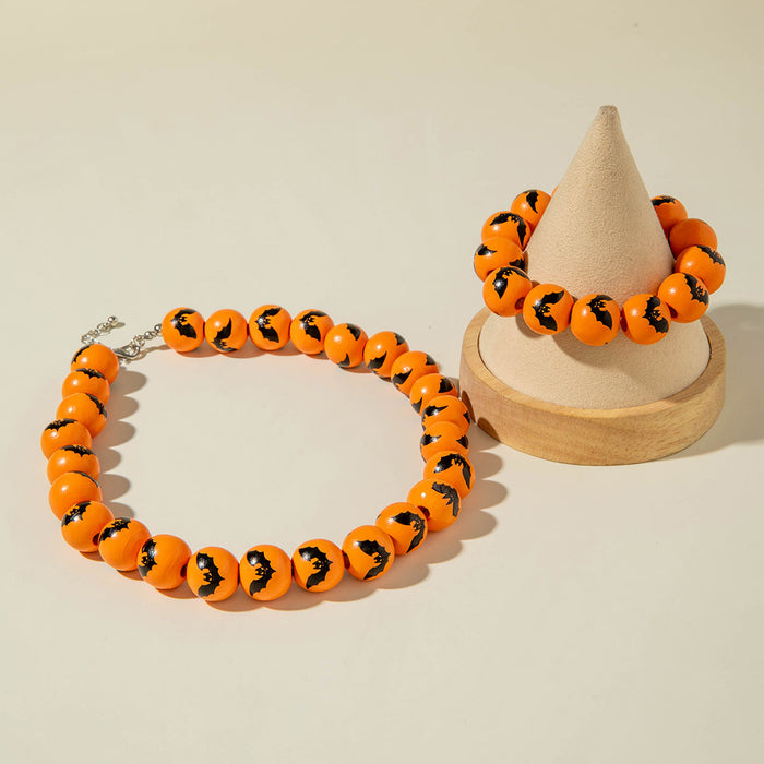 Wholesale Wood Beaded Bracelet Set  Retro Pumpkin Design Handmade Jewelry Accessory MOQ≥5