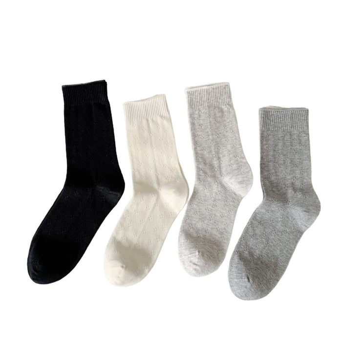 Wholesale Socks hollow mesh boneless pile socks solid color versatile mid length tube