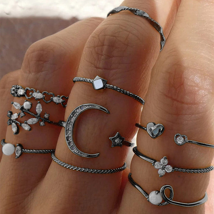 Wholesale Fashion Jewelry Full Diamond Star Ring 10 Piece Set Combination Jewelry Jewelry Set