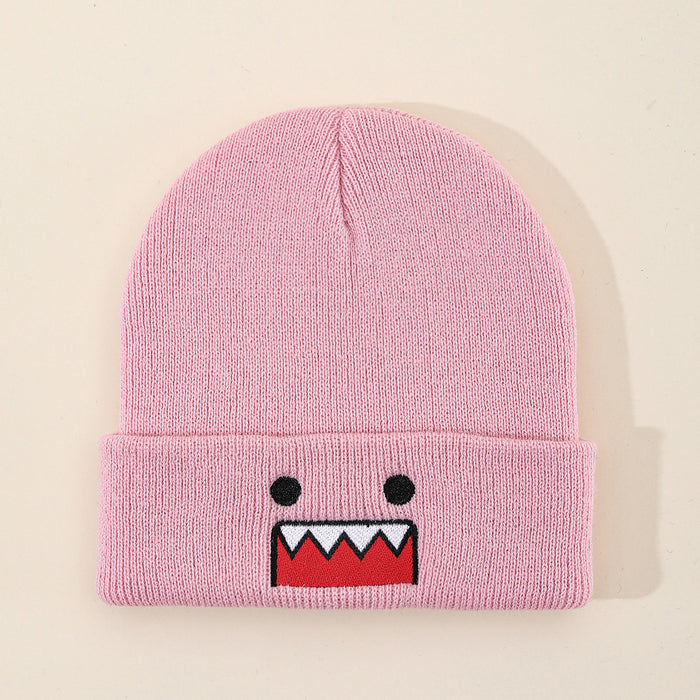 Wholesale Cartoon embroidery funny knitted hat autumn and winter cold hat outdoor warm hat