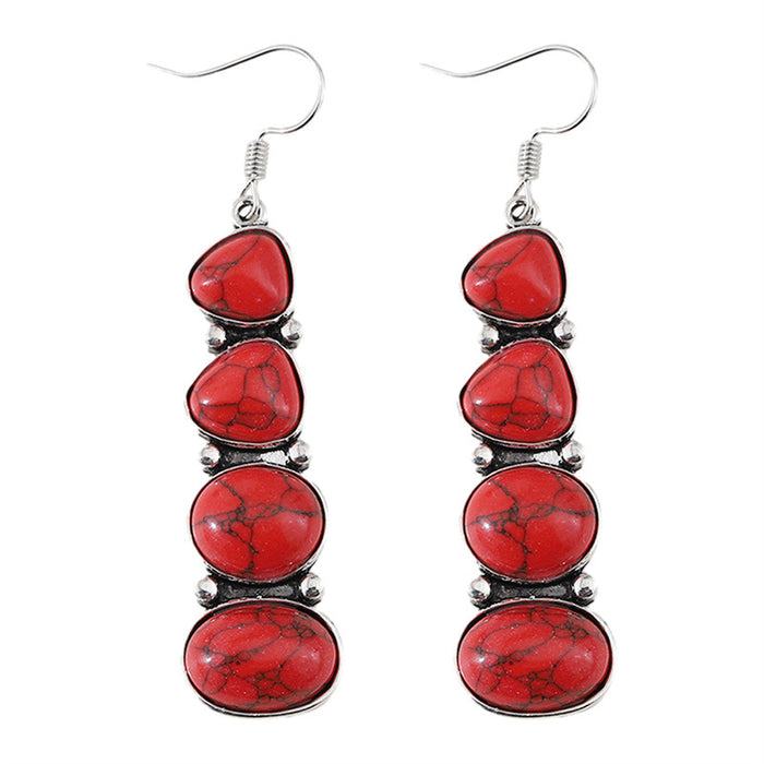 Wholesale 2pcs Bohemian Retro Turquoise Statemente Earrings