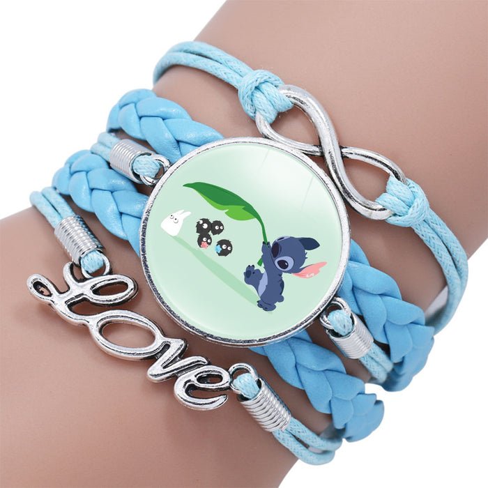 Wholesale Cartoon Braided Multi-layer Gemstone Cowhide Bracelet JDC-BT-NH021