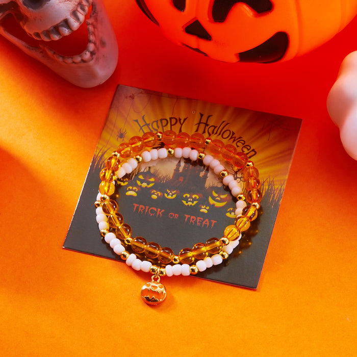 Wholesale  Funny Cartoon Crystal Beaded Bracelet Versatile Witch Pumpkin  Web Wizard Hat Bracelet
