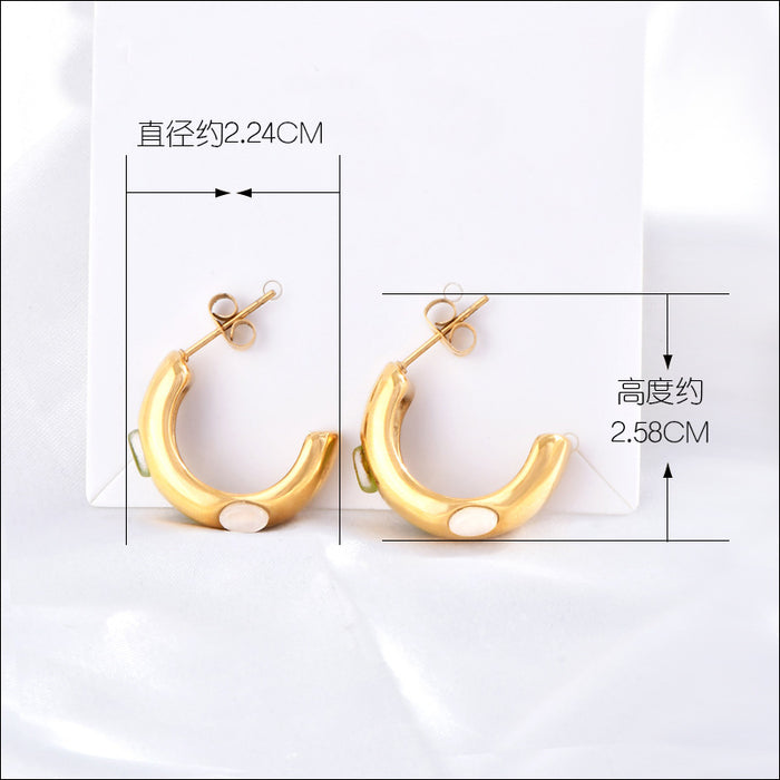 Wholesale Turquoise inlaid titanium steel earrings