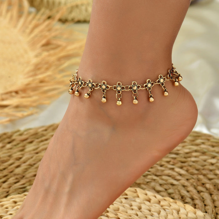 Wholesale Silver Metal Bell-Shaped Anklet,  Ethnic Style Fashion Accessory Beach Gift MOQ≥2