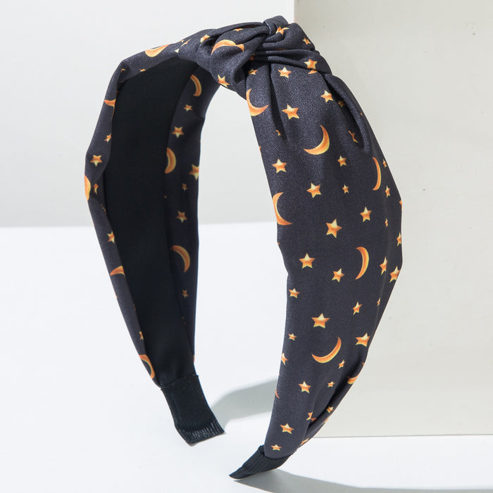 Wholesale Fabric knotted star and moon print headband