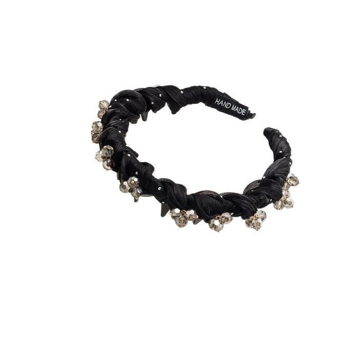 Wholesale Rhinestone Mesh Wavy Headband New Crystal High Cranial Top Head Hoop