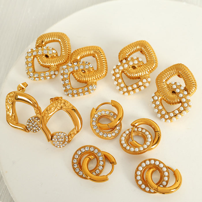 Wholesale Fashionable new earrings with high-end feel, hollowed out geometric double-layer earrings, personalized and versatile accessories