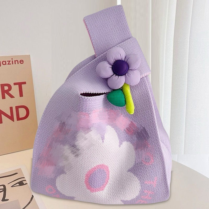 Wholesale New niche designer's flower themed knitted bag, handbag, handbag, and gift bag
