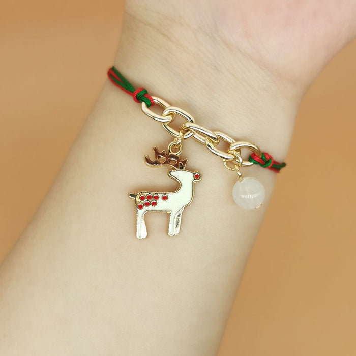 Wholesale Luminous Christmas Woven Bracelet Alloy  Tree Bell Snowflake Lucky Bag Luminous Hand Ornaments