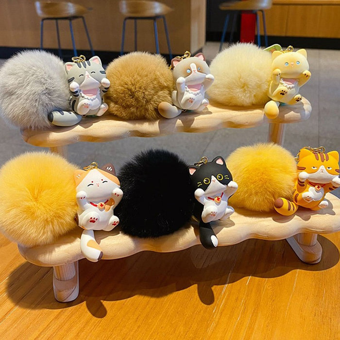 Wholesale Plush keychain Siamese cat pendant resin cat key chain