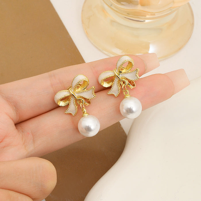 Wholesale Bow Pearl Earrings JDC-ES-MYY014
