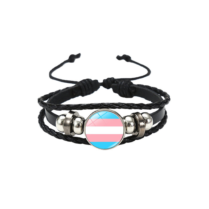 Wholesale Rainbow Flag &  Genderfluid Gemstone Hand-Woven Bracelet