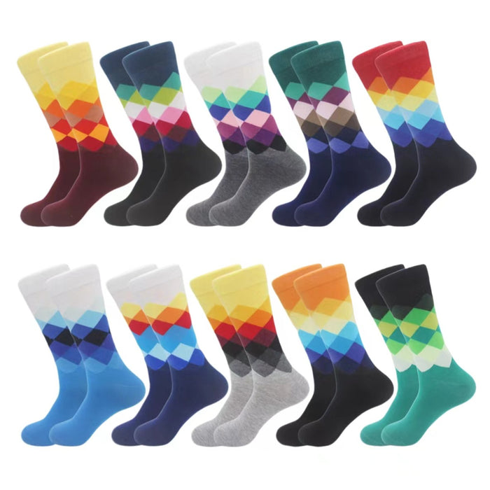 Wholesale Colorful Diamond Socks British Style Plaid Socks JDC-SK-CG023