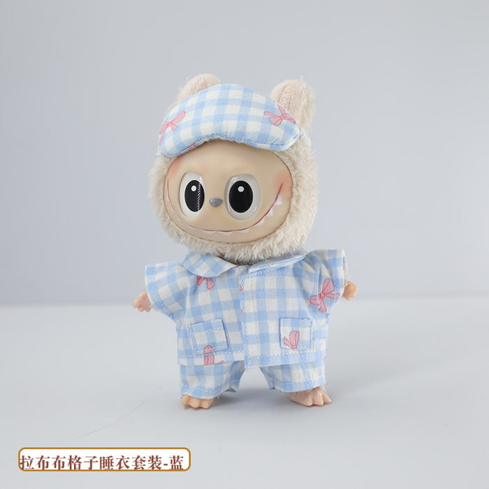 Wholesale Pajamas Set Pendant Doll Cute Plaid Eye Mask Baby Clothes  Replaceable Clothes