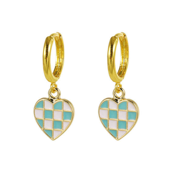 Wholesale   box pattern earrings personalized Joker geometric drop oil earrings spot