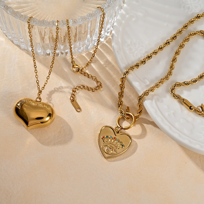 Wholesale New Personalized Design Love Stainless Steel Necklace Devil's Eye Natural Stone Lock Chain Wholesale