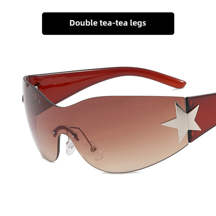Wholesale Frameless pentagram integrated pilot sunglasses, sunshade sunglasses