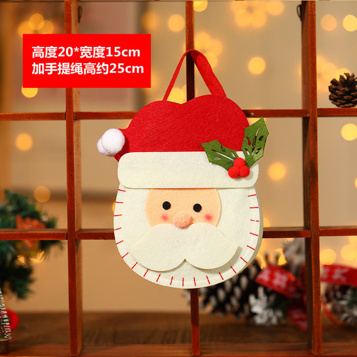 Wholesale Christmas Neck Gift Bag Happy Decal Flower Handbag Candy Bag Cartoon Children' s Handbag Apple Bag Gift Bag