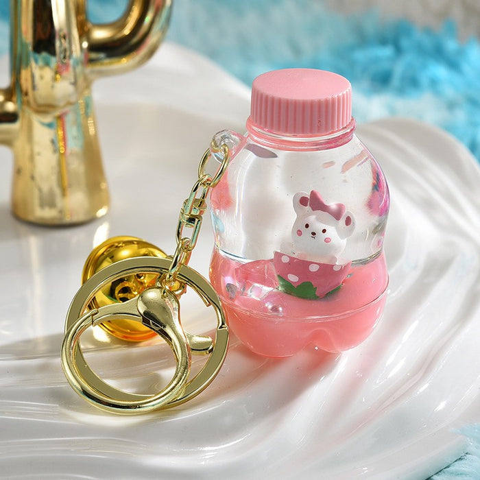 Wholesale Quicksand Bottle Cartoon Kitten Keychain