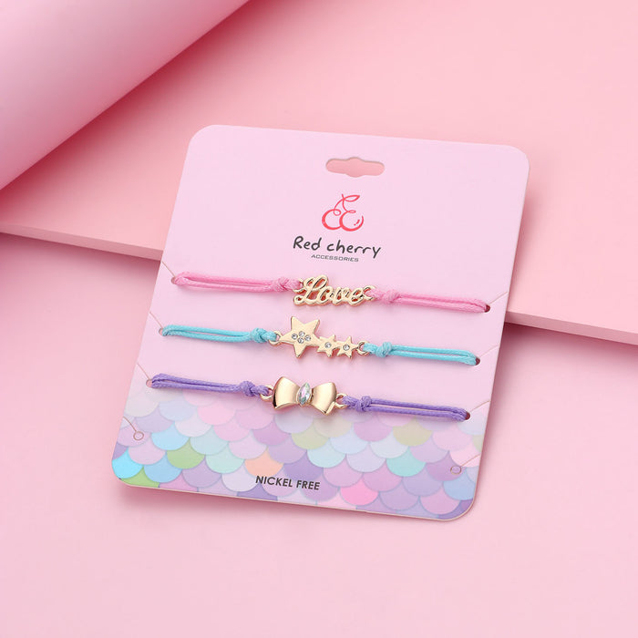 Wholesale 3pcs/set Children's Bracelet  Wire Woven Alloy for Good Friends Adjustable Bracelet suit