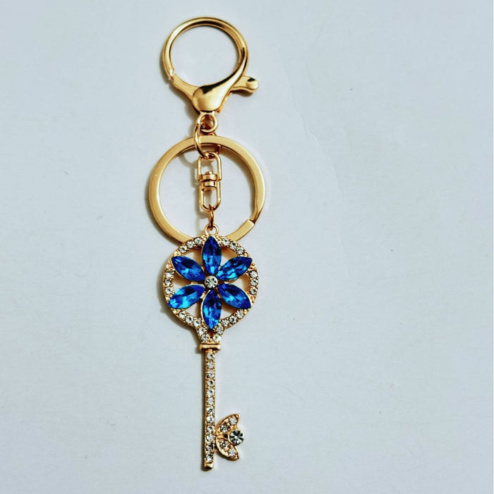 Wholesale Keychain Rhinestone Key Design Zinc Alloy Car Bag Charm Gift