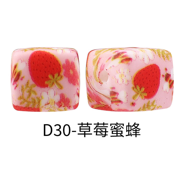 Wholesale Random 100pcs Watermark cube silicone beads jewelry beaded bracelet accessories square printed silicone beads