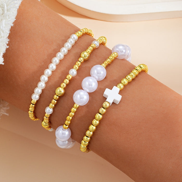 Wholesale CCB round pearl bow bracelet
