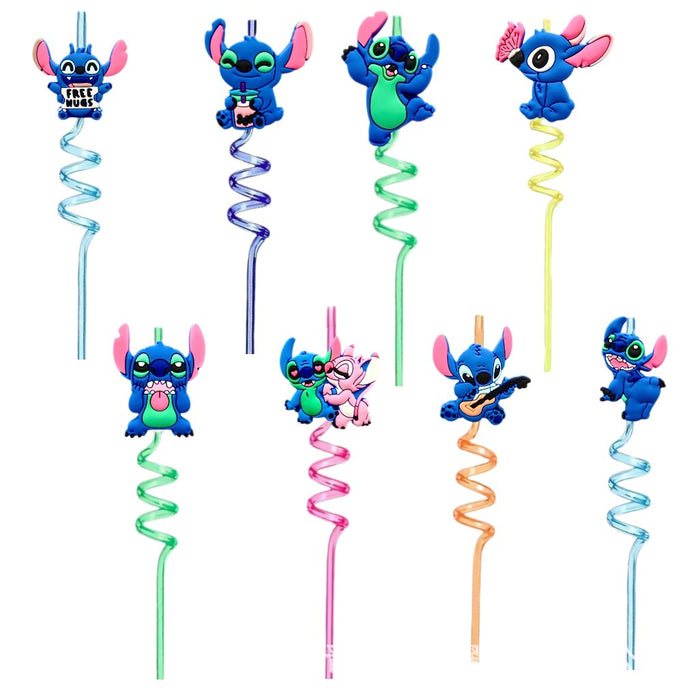 Wholesale Colorful spiral curved straw, environmentally friendly creative cartoon curved straw, party plastic straw, spot wholesale