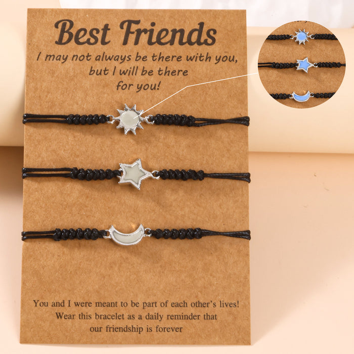 Wholesale Woven Hand Rope Sun Moon Bracelet Simple Star Couple Friendship Bracelet