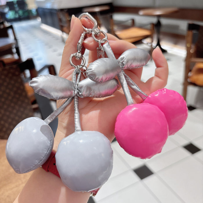 Wholesale PU cotton-filled cherry keychain