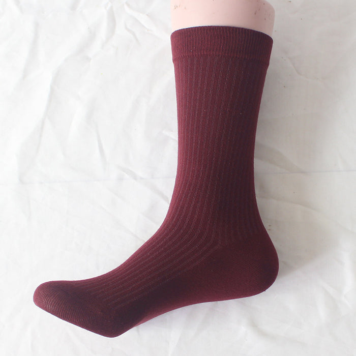 Wholesale Vertical calf socks imitation double needle mid high tube socks cotton socks long socks