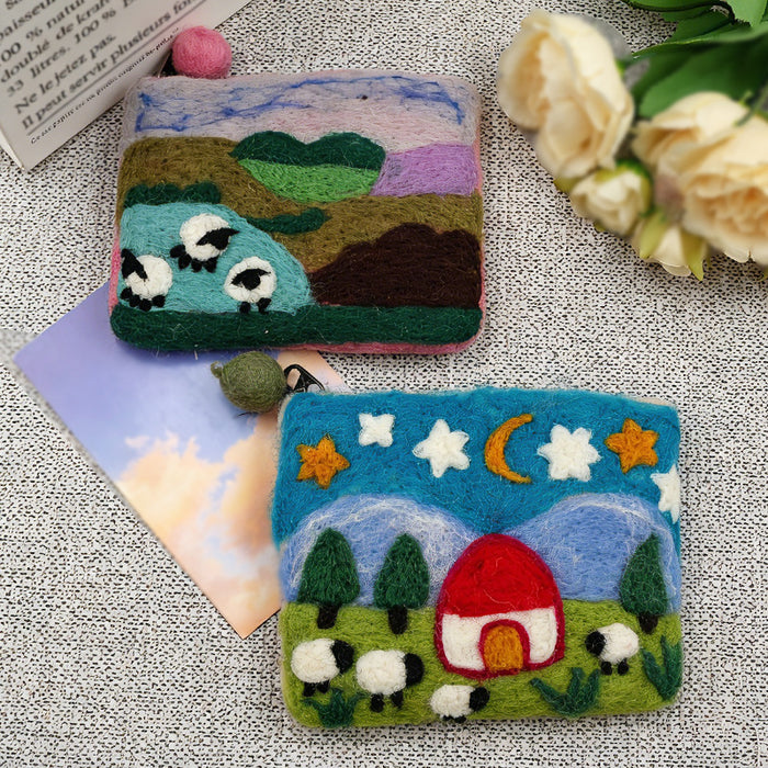 Wholesale Modern Felt Sheep Coin Purse Cute Cartoon Animal Phone Bag MOQ≥10