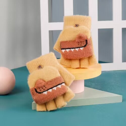 Wholesale Children' s open finger winter warm gloves
