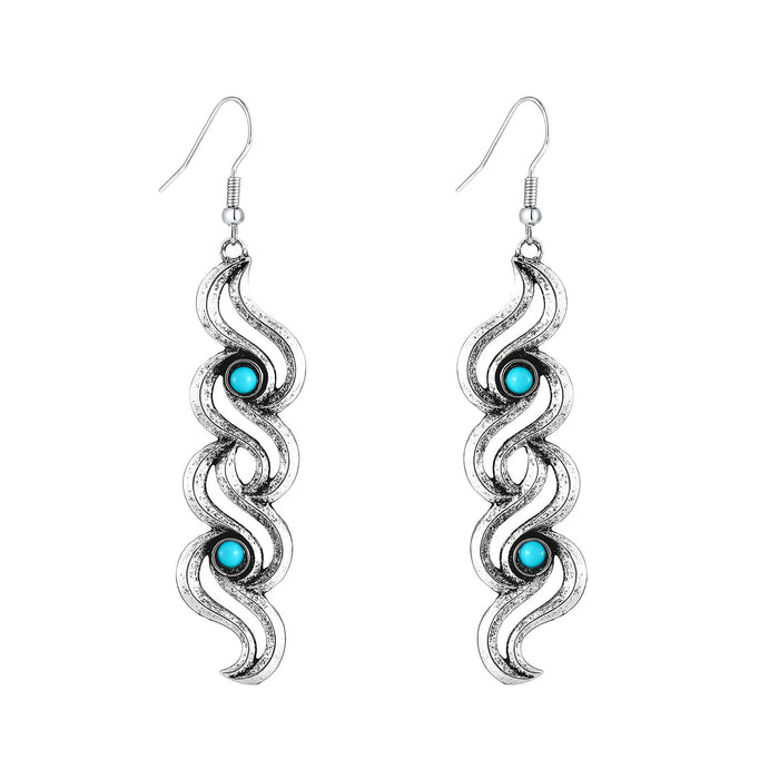 Wholesale 2pcs Retro Personalized Turquoise Earrings