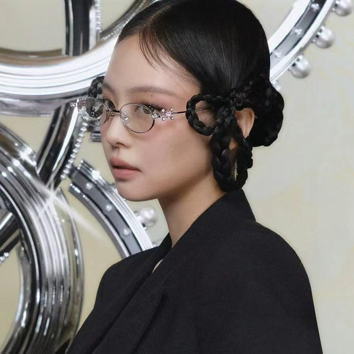 Wholesale Fashion diamond studded women's personalized street photography sunglasses, anti blue light glasses frame