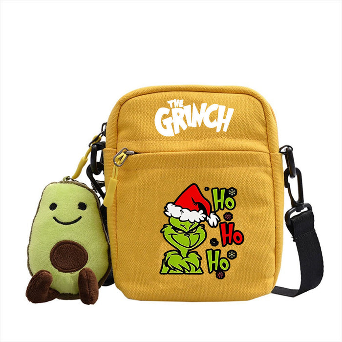 Wholesale Christmas Grinch Green Forest Monster Small Square Bag New Cute Shoulder Bag Colorful Simple Canvas Zipper JDC-SD-WDM002