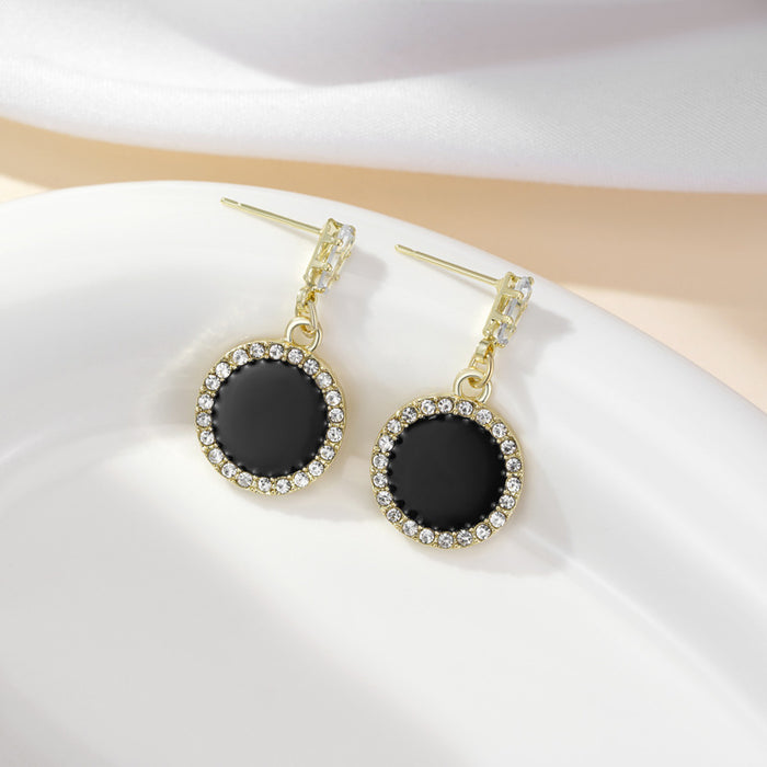 Wholesale Love Black Drop Oil Diamond Square Earrings