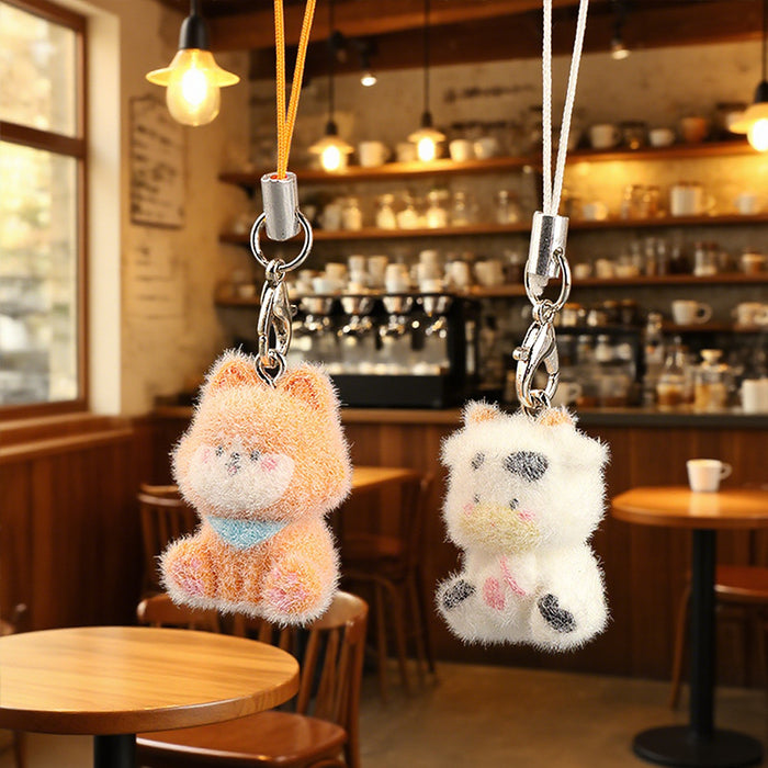 Wholesale Creative Cute Pet Pendant Flocked Small Animal 3D Bag Accessory Keychains