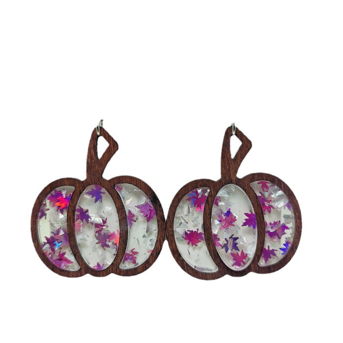 Wholesale Halloween Splicing Pumpkin Acrylic Inlaid Earrings JDC-ES-QiYu001