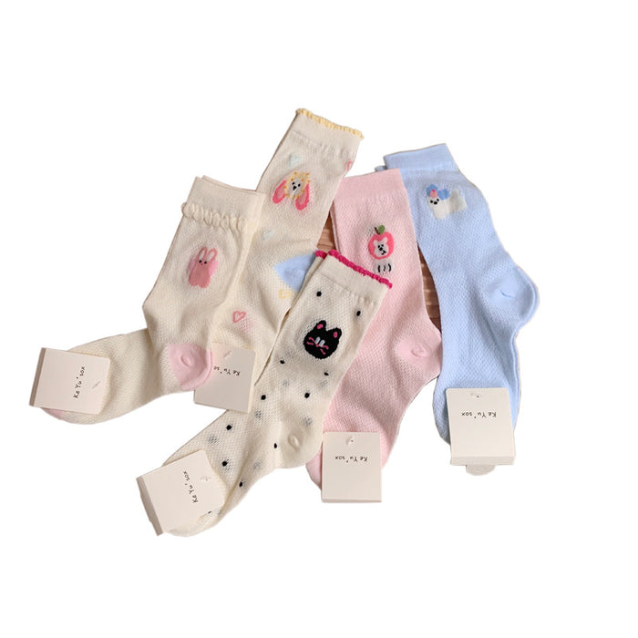 Wholesale Cartoon mesh breathable mid tube socks, cute socks