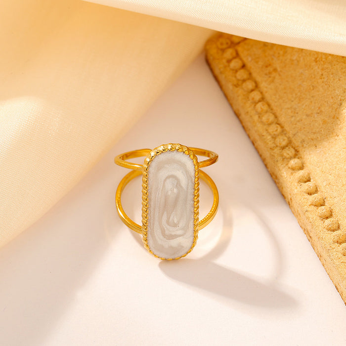 Wholesale Drip oil titanium steel ring, simple and luxurious geometric octagonal star heart stainless steel ring