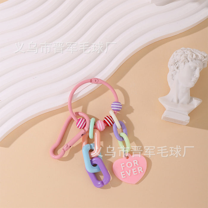 Wholesale Colorful creative couple love chain keychain handmade DIY girls doll bag pendant accessories